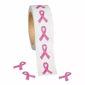 500 Breast Cancer Awareness Pink Ribbon Stickers 500 stickers on roll 1 1/2 inch